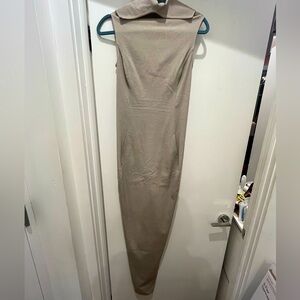 Rick Owens Mock-Neck Pearl Sleeveless dress with Pockets Back Slit, Fitted Sz 8